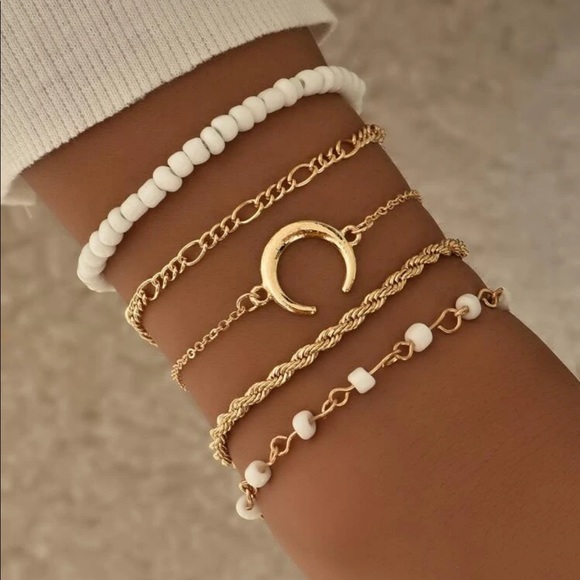 Jewelry - • Kenzie • 5 Pc. Moon + Chain Bracelet Set